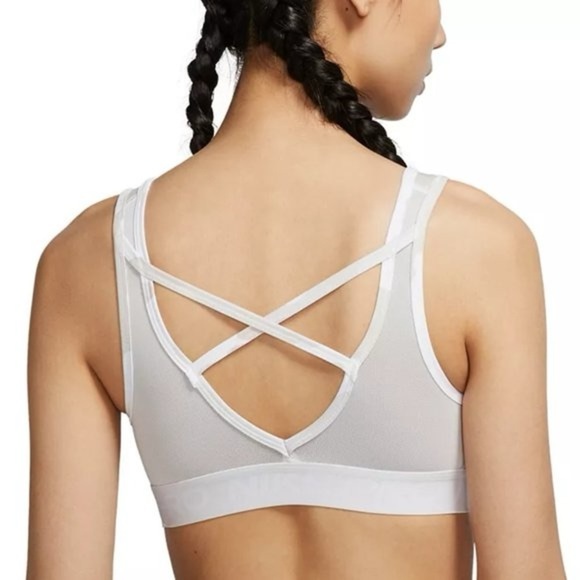 Nike Pro Sports Bra Women's Size Small White Tan Camo Print Scoop Neck Mesh Back - Picture 7 of 11